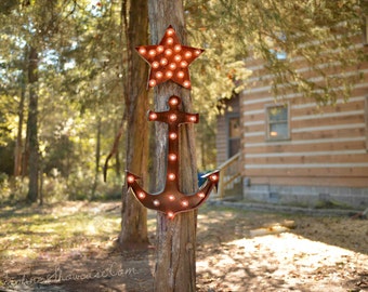 Marquee letter, marquee sign, Lighted Metal MARQUEE SIGN, Marquee Anchor sign, Marquee Light Fixture: Anchor