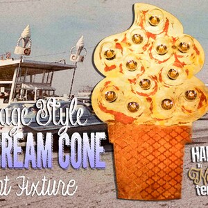 Marquee letter, marquee sign, Lighted Metal MARQUEE SIGN, Marquee Light Fixture: Vintage Style Old Fashioned Soft Serve Ice Cream Cone