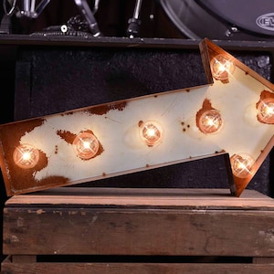 Arrow Marquee,  Marquee Sign, Lighted Metal MARQUEE SIGN, Marquee Light Fixture: Channelled ARROW Sign in Antiqued Light Blue