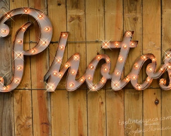 Script Photos Marquee Sign,Neon Signs, neon, Marquee Sign, Marquee Letter,  Marquee Fixture: Marquee Metal CHANNELED photos sign