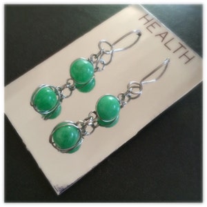Energy Stones - HEALTH - Green Quartz Earrings - Hooks
