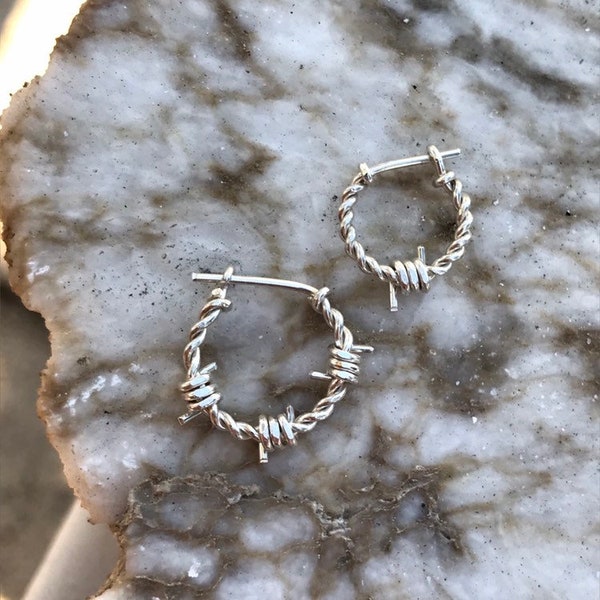 Extra Small Sized Sterling Silver Barbed Wire Earring - Men/Women - Single or Pair