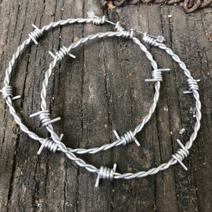 Large Super Lightweight 3 inch Barbed Wire Hoop Earrings