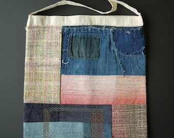 Tote Bag With Indigo and Handwoven Patches - Etsy