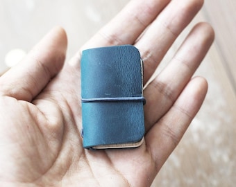 Mini Leather Journal, Pocket Sketchbook, Small Notebook (1.5x1.9 inches)