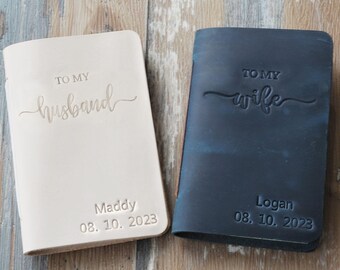 Personalized Leather Vow Book Set, Wedding Gift