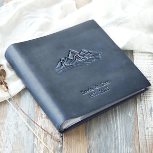 Slip in Photo Album for 4x6 Photo, Leather Wedding Scrapbook Album with pockets,  anniversary gift for couple, gift ideas for lover for men