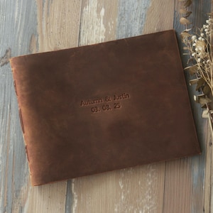 Album di ritagli in pelle personalizzato, libro degli ospiti per matrimonio, regalo di anniversario, regalo di nozze, libro delle firme per ricevimento di fidanzamento, album fotografico di ritagli