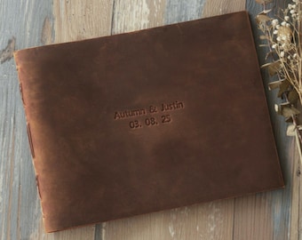 Personalisiertes Gästebuch aus Leder, Hochzeitsgästebuch, Jubiläumsgeschenk, Hochzeitsgeschenk, Verlobung, Geschenk, Gästebuch, Fotoalbum