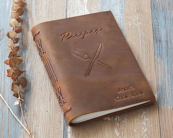 Leather Recipe Book Personalized CookBook Blank Recipe Book Family Recipe Book Cooking Journal Birthday Gift for Mom Daughter Sister