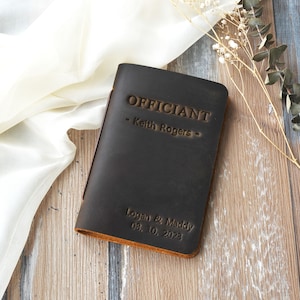 Complete Set of Wedding Vow Booklets Officiant Book, Personalized, leather vow booklets image 9