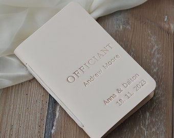 Personalized Officiant book, The officiant, Custom Luxury Leather Cover NoteBook for Speech Sermon Toast, Wedding Day Pastor Host Gifts