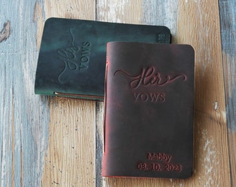 Leather Vow Books, Personalized Wedding Vow Book with Name and/or Date, Wedding Ceremony Keepsake, Bridal Shower Gift