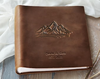 Custom Photo Album 4x6 for 100, 200 or 300 Photos. Personalized Leather Photo Album. Slip-in Travel Photo Album 4x6 in / 10x15 cm Photos.