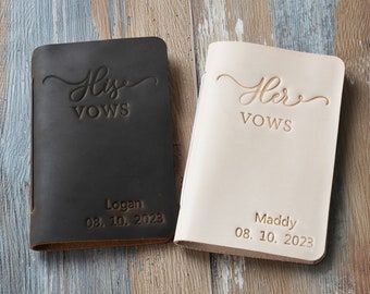 Personalized Leather Wedding Vow Book,  Custom Vows Booklet, Wedding Ceremony Keepsake, Bridal Shower Gift, Color Choices Available