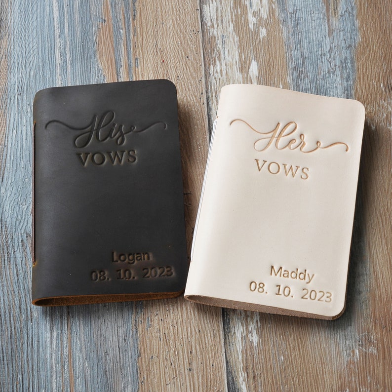 Personalized Leather Wedding Vow Book with Name and/or Date, His/Her Vow Books, Bridal Shower Gift, 9 colors available image 7