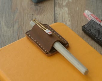 Personalized Leather Pen Clip, Notebook Pen Holder, Journal Accessories