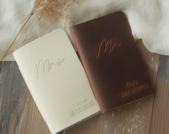 His and Her Vow Books, Custom Leather Wedding Keepsake