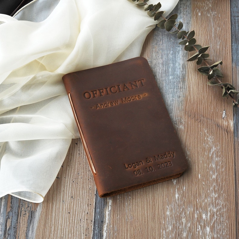 Complete Set of Wedding Vow Booklets Officiant Book, Personalized, leather vow booklets image 4