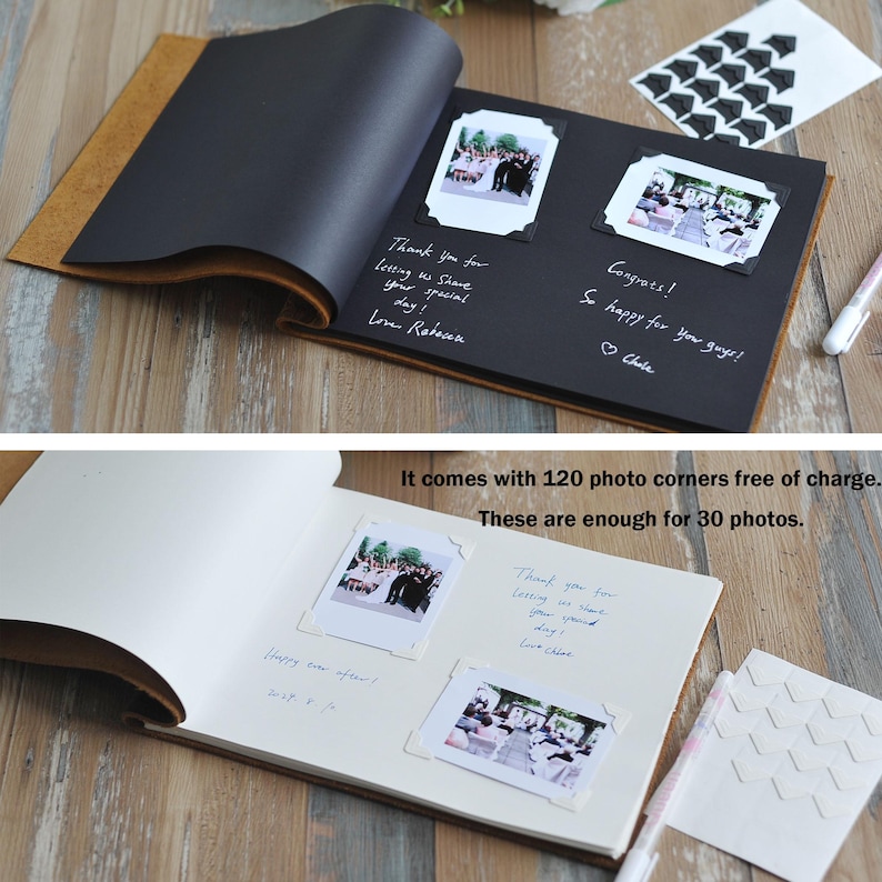Custom Leather Scrapbook, Wedding Guest Book, Anniversary gift, Wedding gift, engagement reception signing book, Scrapbook Photo album
