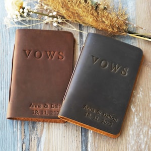 Wedding Vow Books, Personalized Leather Vow Book, Customized Wedding Vows keepsake. Personalized Gift, Bride and Groom Vows