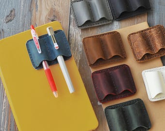 Personalized Pen Clip for Notebook Pen Loop Holder for Notebooks Leather Pen Holder Pen Sleeve Pen Clips for Journal, Planner, Notebook
