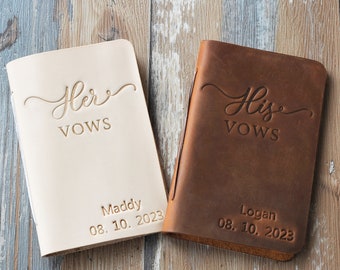 Personalized Leather Wedding Vow Book with Name and/or Date,  His/Her Vow Books, Bridal Shower Gift, 9 colors available