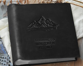Personalised Leather Photo Album with Sleeves, Custom Genuine leather books for 4x6 Photos, Anniversary Gift, Gift for her