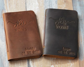 His and Her Vow Books, Leather Vows Book ,Custom Vows Booklet, Personalized Gift, Wedding Ceremony Keepsake, Bridal Shower Gift
