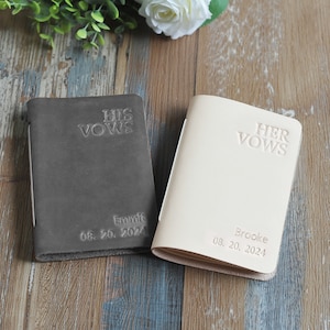 Personalized Vow Books Set of 2, Her Vows His Vows, Wedding Vow Book, 9 Color Choices Available, luxury speech notebook for bride