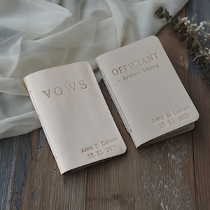 Complete Set of Wedding Vow Booklets Officiant Book, Personalized, leather vow booklets image 2