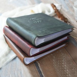 Photo Album with Sleeves for 4x6 Photos, Large leather Slip In Photo Album, photo album for travel, first year, wedding gift