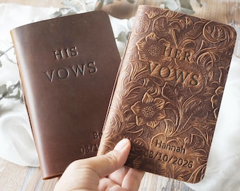 Leather Vow Booklet for Bride and Groom, Wedding Vow Books, Engagement Celebration Book, Wedding Gift
