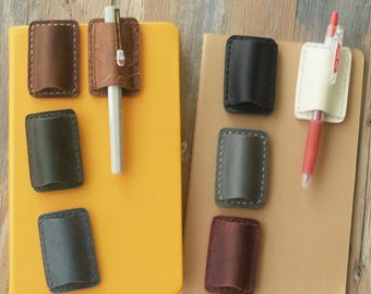 Personalized Leather Pen Clip, Notebook Pen Holder, Journal Accessories