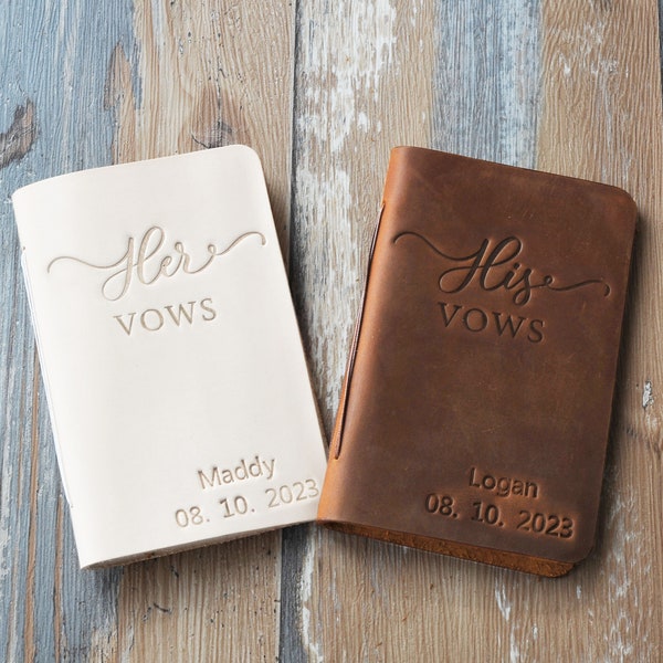 Personalized Leather Wedding Vow Book with Name and/or Date,  His/Her Vow Books, Bridal Shower Gift, 9 colors available
