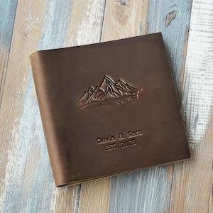Personalized Leather 4x6 Photo Album with sleeves, Travel / Wedding / Baby Album for 100/200/300 Photos, Valentine&#39;s Day Gift, men gift