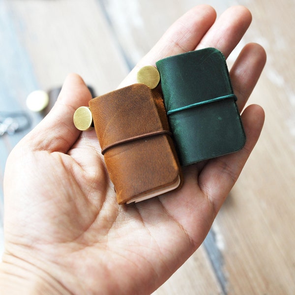 Small Leather Journal, mini  Leather Pocket Notebook, leather keychain, small retro sketchbook, car charm, 30 Blank pages