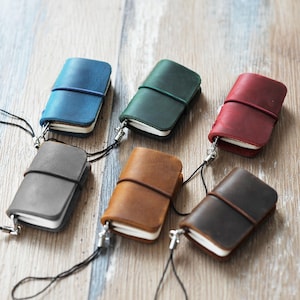 Personalized Mini Leather Journal, adorable small Leather Retro Pocket Notebook, small sketchbook, 30 Blank pages