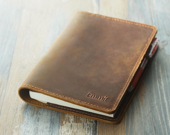 Personalized Leather Refillable Journal with pen loop – Leather Journal Notebook for School, College, Work, Business Meetings