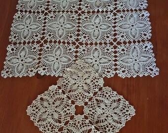 Vintage Crochet Doily Handmade Lace Set of two Crochet Doily Lace