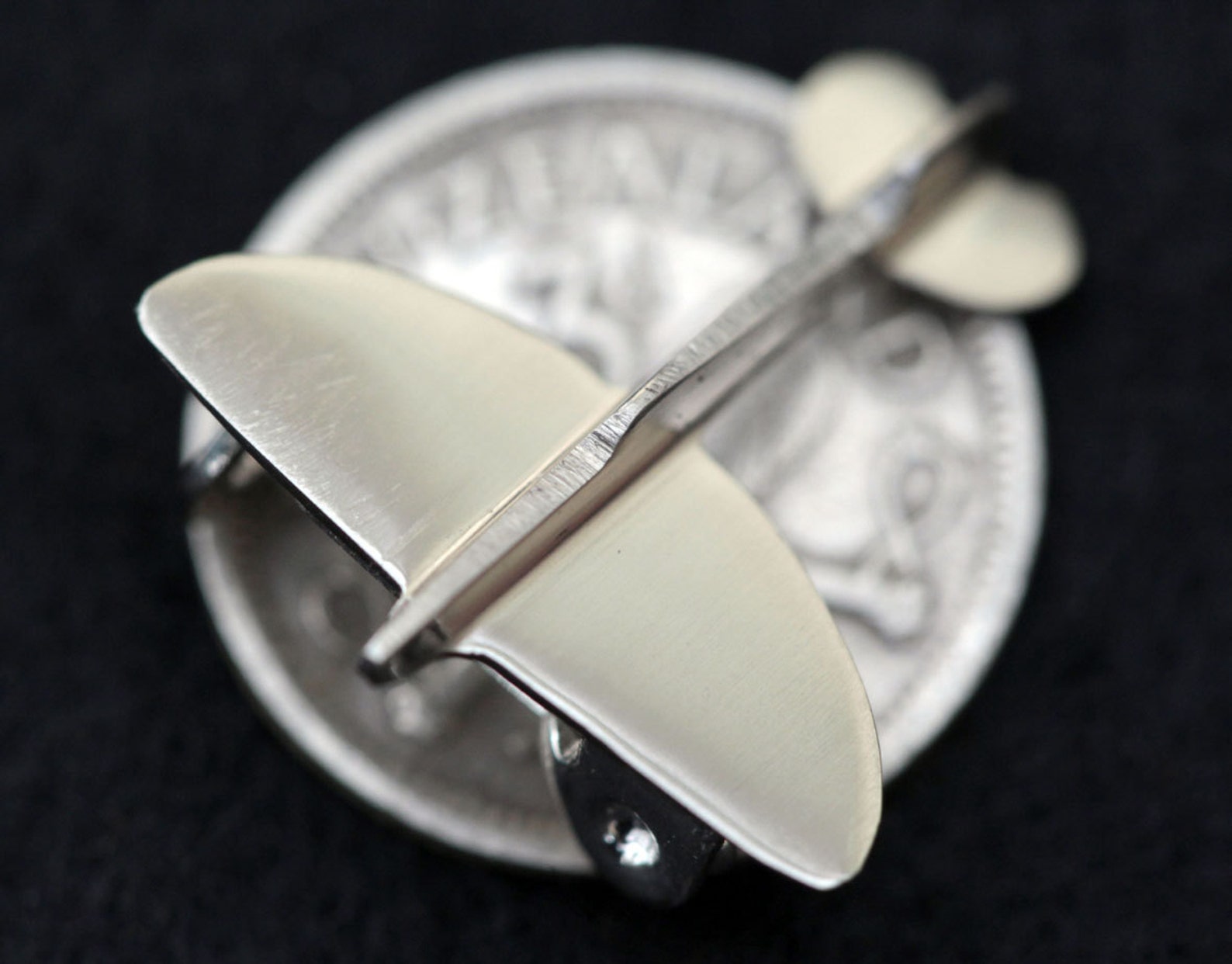 Trench Art Spitfire. Hand Made From a 3d or Three Pence Coin Into the Shape of a Spitfire