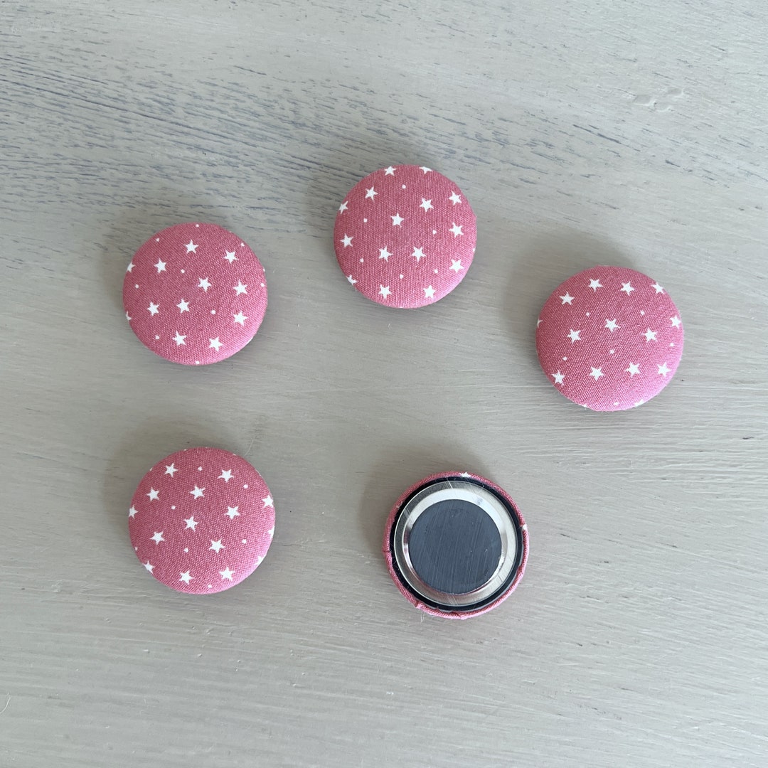 Round Pink Fridge Set. Fabric Button Etsy UK