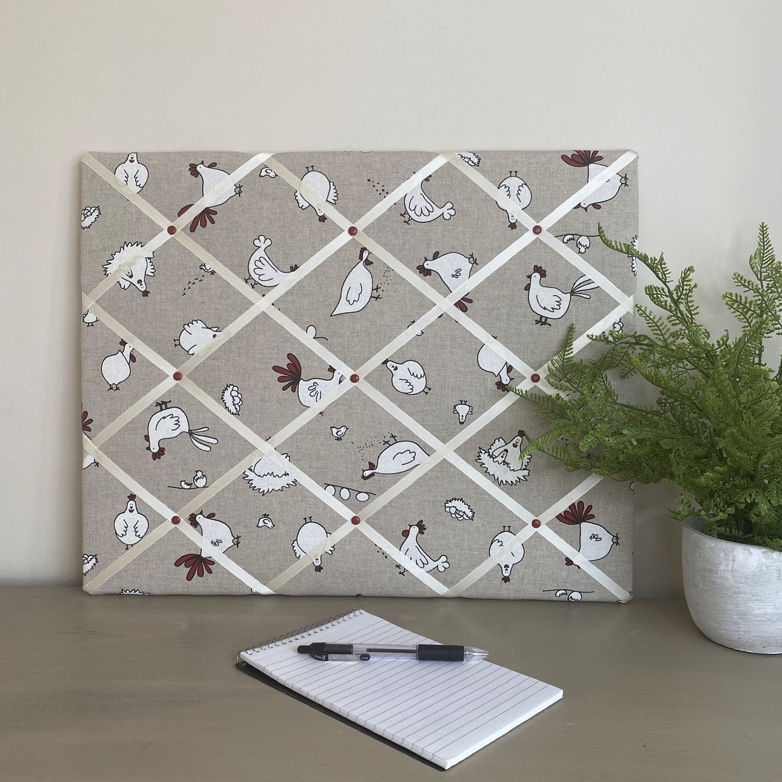 Chicken Print Memo Board. Padded Fabric Noticeboard. Home Gift Etsy UK