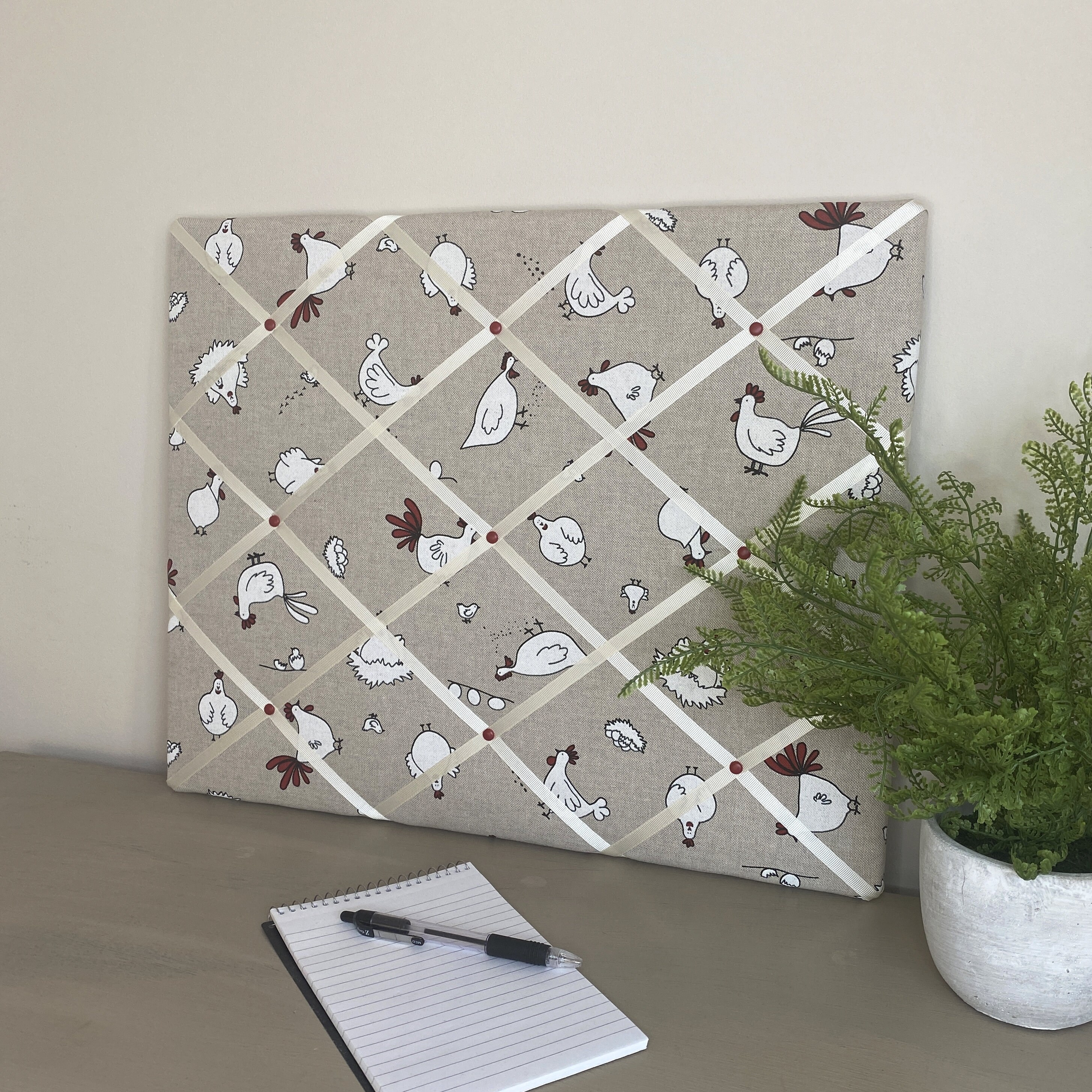 Chicken Print Memo Board. Padded Fabric Noticeboard. Home Gift Etsy UK
