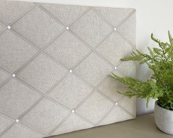 Plain Natural & White Memo Board. Padded Fabric Notice Board.  Approx 40 x 50 cm / 20" x 16"