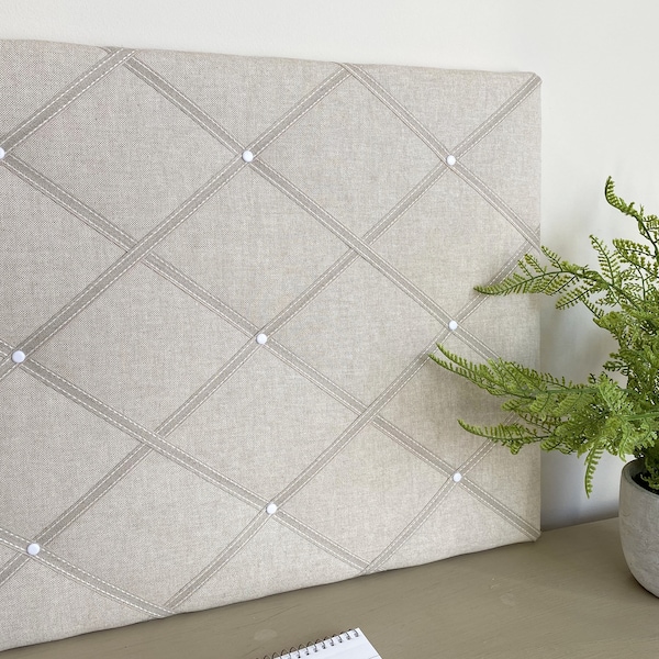 Plain Natural & White Memo Board. Padded Fabric Notice Board.  Approx 40 x 50 cm / 20" x 16"