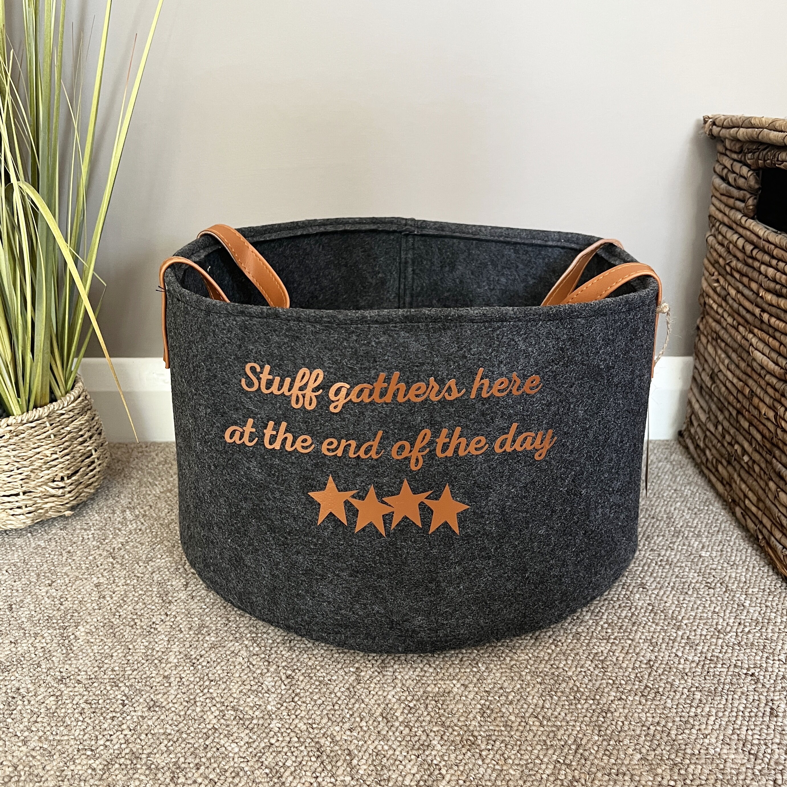 Charcoal Grey Random Stuff Storage Basket. Living Area Storage Bin. Etsy UK
