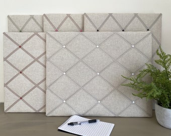 Plain Neutral Linen Look Memo Board. Padded Fabric Notice Board. Gift for the Home. Approx 40 x 51 cm / 20" x 16"