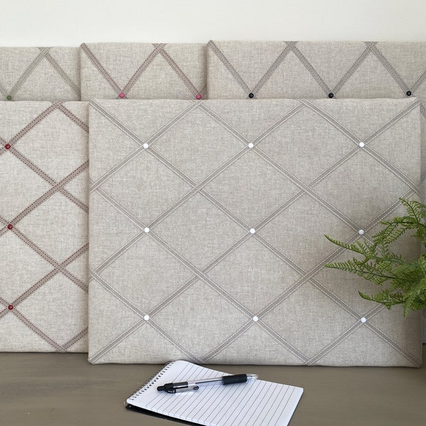 Plain Neutral Linen Look Memo Board. Padded Fabric Notice Board. Gift for the Home. Approx 40 x 51 cm / 20" x 16"