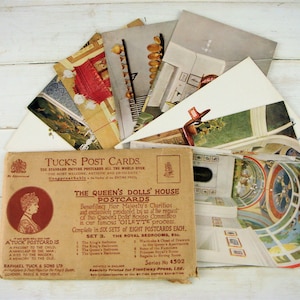 Set di cartoline di Tuck, The Queens Dolls House, Set 3, The Royal Bedrooms. Completa , Serie 4502. Inutilizzati